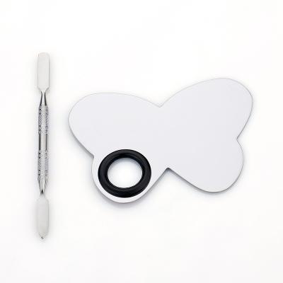 China Makeup Butterfly Make Up Stainless Steel Makeup Blending Palette With Spatula Eyeshadow for sale