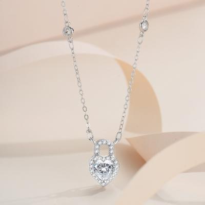 China Office/Tennis Heart Necklace Sterling Silver Crystal Heart Lovely Pendant Cz Silver Career 100% Rhodium Plated 925 Necklace For Woman for sale