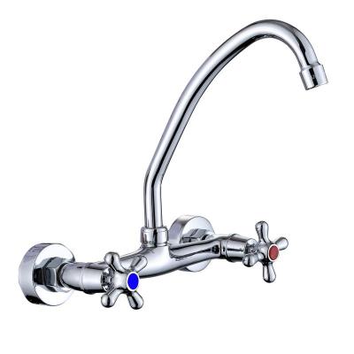 China Other Hottest Selling New Design Double Handle Polished Brass Hot And Cold Kitchen Faucet for sale