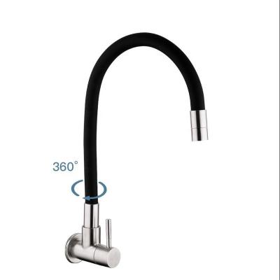 China Sense Faucets 304 Stainless Steel Faucet Black Tube Kitchen Sink Cost Effective Wall Mounted Cold Flexible Faucet for sale