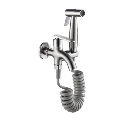 China With Turnout Fashion Stainless Steel Wall Mount Bathroom Toilet Professional Black Water Faucet for sale