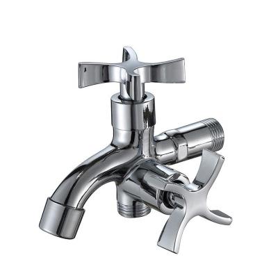 China High Performance Zinc Alloy Extended Faucet Modern Double Outlet Silver Faucet New for sale