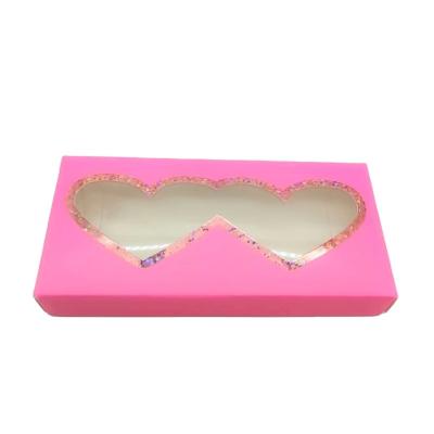 China Cheap Custom Looking/3Deffect eyelash packaging box paper heart mutilayer/lashbox valentines day natural wholesale heart shaped band case for 25mm mink lashes for sale