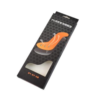 China Recyclable Custom Design Printing Foldable Insole Packaging Box Full Cardboard Packaging Box With Hanger for sale