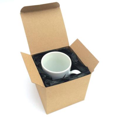 China China Supplier Recyclable Mug Cup Packaging Die Cutting Box Rectangular Brown Colored UV Printing Folding Kraft Paper for sale