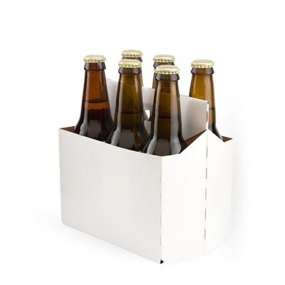 China Wholesale Recyclable Hard Printed 6 Pack White Paper Beer Bottle Eco-Friendly Recyclable Corrugated Cardboard Box Wine Carrier for sale