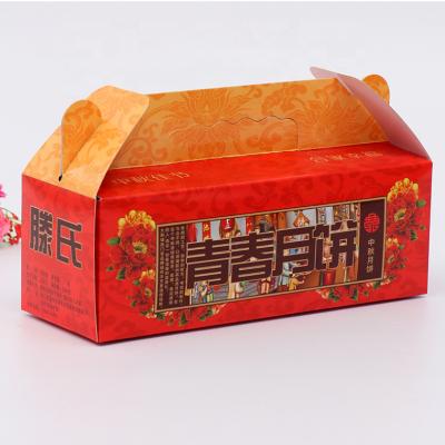 China Recyclable Custom Printed Corrugated Paper Box For Moon Cake Packaging Easy To Carry Cardboard Hand Held Gift Box for sale