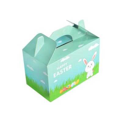 China Wholesale Recyclable White Paper Folding Recycled Easter Gift Packaging Eco Cardboard Color Portable Gable Box for sale