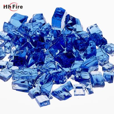 China Best Selling Pit Glass Rocks Replaces Volcanic Reflective Glass Stone Cobalt Fire Stocked Blue Fire Resistant Glass for sale