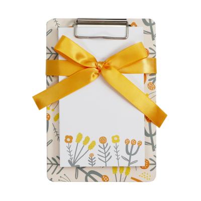 China Hot Hardcover Book Note Board with Clip and Metal Notepads for School and Office as a Gift, Floral Notepad Clipboard for sale