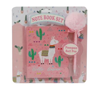 China Notebook With School Gift Different Types Pompom Ball Pen Cheap Wholesale Stationery Set Modern Promotional Stationery Sets for sale