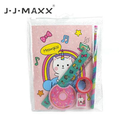 China 6pcs stationery set special hot sale include notebook etc luxury school kids stationery set. ruler eraser for sale