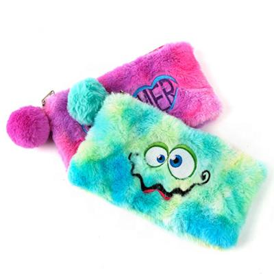 China Flat/Plush/With Pompom Rainbow Pencil Case Kids Pencil Case School Fashion Printing Plush Custom Pencil Case For Kids for sale