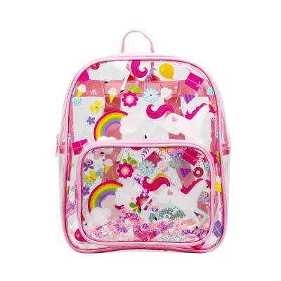 China 2022 Waterproof High Quality Unicorn Backpack With Glitter Shaker Pocket Custom School Bag For Kids Waterproof School Bag for sale