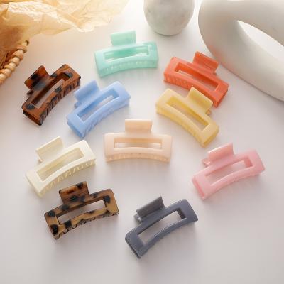 China Mermaid Sweet Fashionable Color Candy Acetate Style Big Acrylic Hair Clips Hollow Out Rectangle Hair Claw Clip for sale