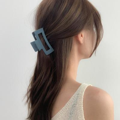 China Morandi's Large Hollow Rectangle Matte Hair Claw Clip Matte Acrylic Acetate Simple Soft Popular Color Style For Women Girl for sale