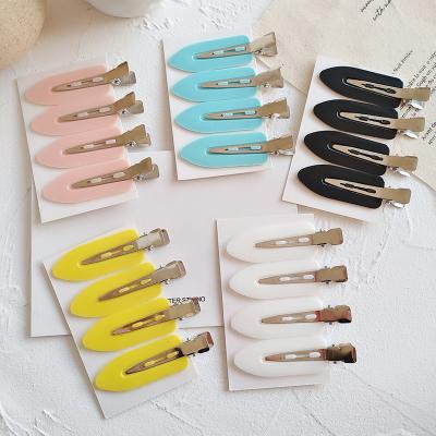 China Sweet Whole Sale 4pc/pack No Trace Candy Color Platypus Clip One Word Hairpin Solid Hair Clips For Women Girl for sale