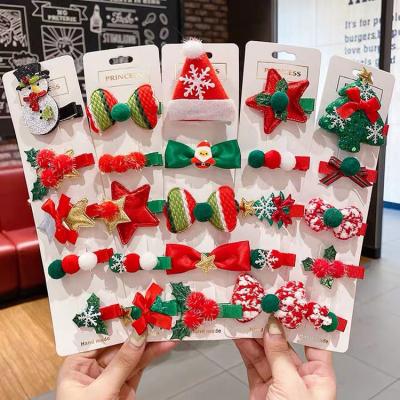 China 5pcs/set Sweet Christmas Platypus Clip Hairpin Snowflake Santa Claus Hairpin For Kids Gifts Party Hairpins Set for sale