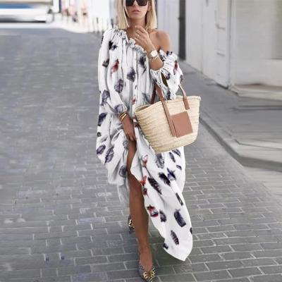 China New Arrival Summer Breathable Ladies Full Flare Sleeve Floral Printing Casual Dress for sale