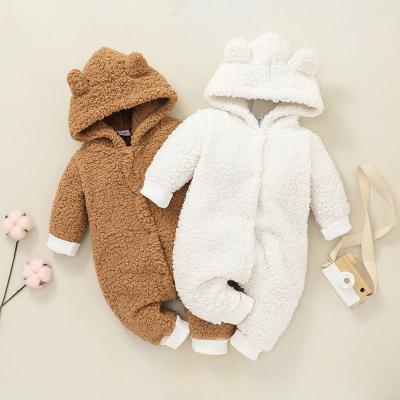 China Wholesale Newborn Zipper Cartoon Long Sleeves Baby Overalls Polyester/Cotton Warm Winter Hoodie Rompers For Babies for sale