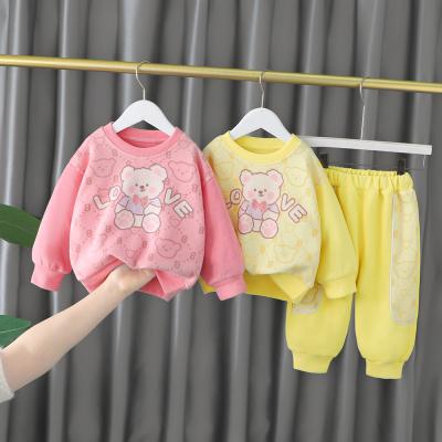 China New 2Pcs Spring Girls Casual Clothing Set Long Sleeve Cartoon Sweatshirt +pants Sports Outfits For Girls for sale