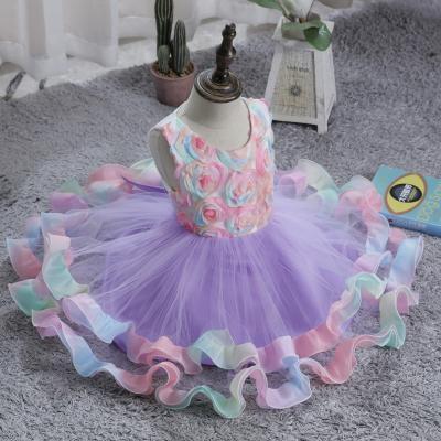 China Wholesale High Quality Anti-static Beautiful Baby Lace Ball Gown Princess Birthday Dresses Wedding Party Floral Dress for sale