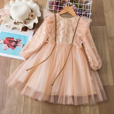 China New Fashion Toddler Girls Lace Tulle Sequin Dress Dress Anti-static Princess Dress Long Sleeve For Infant Girls for sale