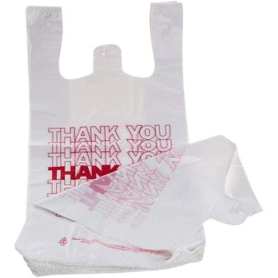 China Recyclable Custom Plastic Logo White Plastic T-shirt Custom Hdpe Shopping Bag The Hot Sale Products Eco-friendly T-shirt Bag for sale