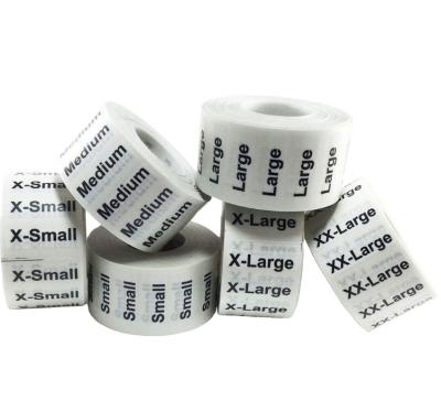 China Waterproof Customized Tape Label Stickers XS-XXL Clothing Size Labels Roll Adhesive Roll Sticker Adhesive Stickers for sale