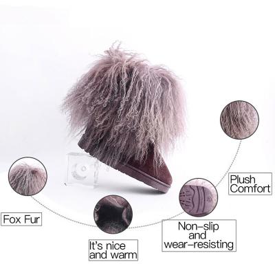 China Durable Hot Selling Winter Snow Fur Women Ladies Designer Fluffy Sheep Shoes Real Furry Boots for sale