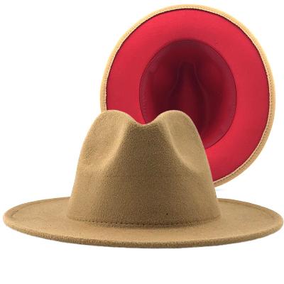 China Felt Hat 2021 Wholesale New Designer Women's Wide Brim Wool Felt Hats Picture 2 Two Tone Hats Men And Women Hats for sale