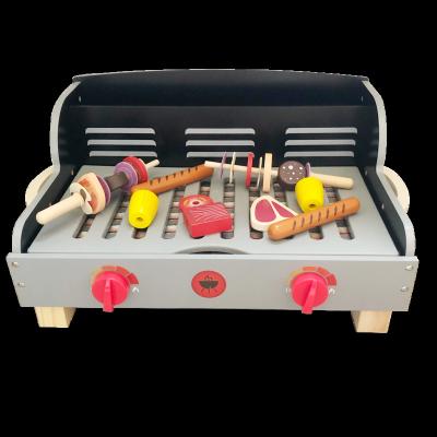 China Kids Kitchen Pretend Wooden Play Set Kids Barbecue BBQ Grill Toys For 3+ 32*45*22cm for sale