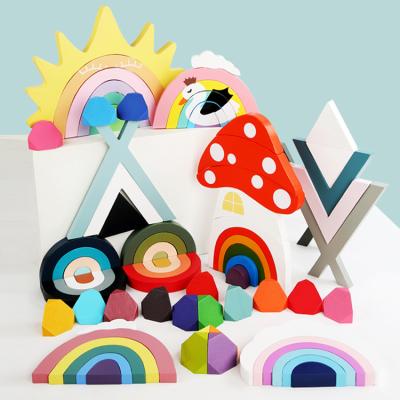 China DIY TOY Geometric Shapes Rainbow Toy Building Blocks for Kids for sale