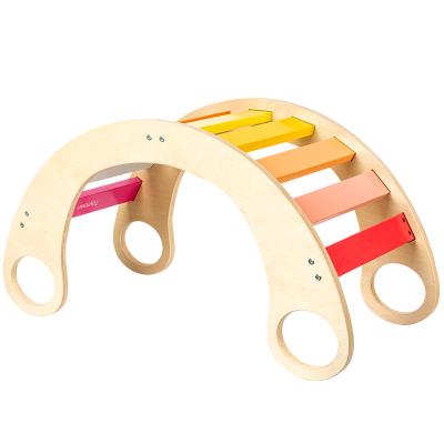 China Children's Frame Training Indoor Wooden Rainbow Color Games Balance Board Preschool Education Climbing Toys 83.5*44*39cm for sale