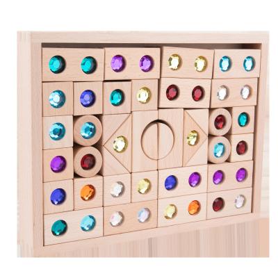 China Imported Acrylic+Beech Large Particles Of Beech Diamond Kindergarten Early Education Bright Gems Building Blocks for sale