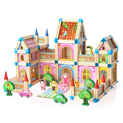 China Architecture Building Toy 128PCS DIY Kids Game Master Building Block Wooden Construction Child Toys for sale