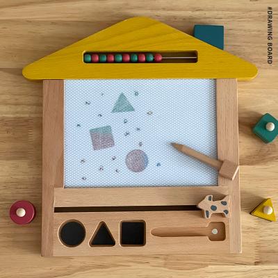 China Early Educational Toy Erasable Baby Graffiti Wooden Children's Drawing Board Wooden Magnetic Kids Toys Drawing Board Sensory Toy for sale