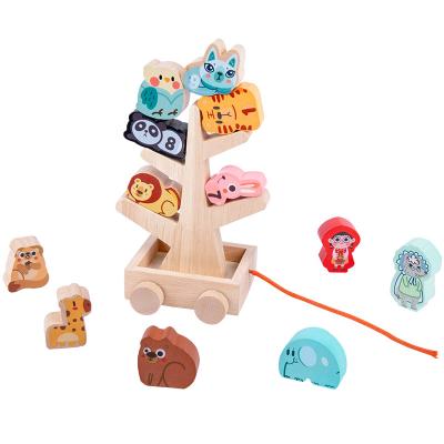 China Wooden small tree animal constituent block children's toys education puzzle parent-child board game kindergarten wooden baby's first for sale