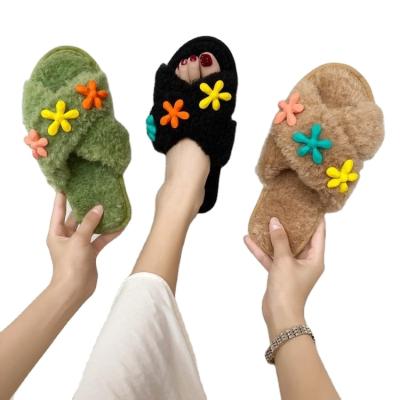 China Fashion Trend Women's Plush Fur Indoor Soft Bedroom/Rubber Flip Flops Outdoor Fall And Winter Comfortable Soft Fur Slippers for sale