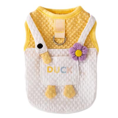 China Sustainable Cotton Waffle Goose Pocket Cute Design Dog Clothing Spring and Summer Pet Vest Dog Clothes for sale