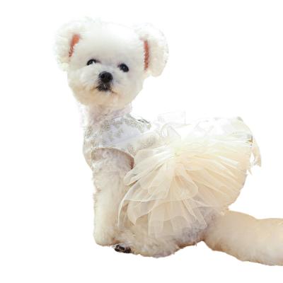 China Stocked New Arrival Dog Wedding Dress Princess Dress Puppy Puffy Gauze Skirt Luxury Elegant Dog Wear Clothes for sale