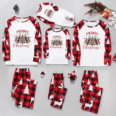 China 2021 Latest QUICK DRY Christmas Halloween Pajamas Set Long Sleeves Custom Design Red Family Christmas Pajamas for sale