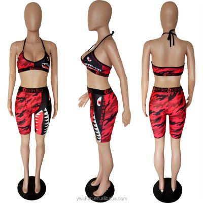 China Summer Breathable Shorts Sets America Fashion Print Print Short Women Fashion Two Piece Set 2020 for sale