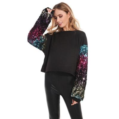 China Plus Size 2020 Newest Autumn Sequin T Shirt Women Long Sleeve T Shirt Women for sale