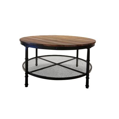 China Artistic KD Retro Antique Round Tall Coffee Table Vintage With Modern Marble Top Wood Coffee Table for sale