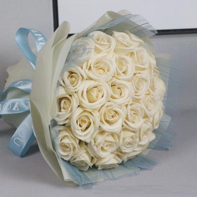 China New Durable Artificial Multi Color Rose Soap Flower Bouquet For Valentine's Day Festival Birthday Wedding Gift Mother's Day for sale