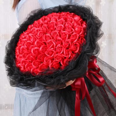 China Valentine's Day Gifts Durable Handmade Rose Soap Flowers Bouquet 99pcs for sale