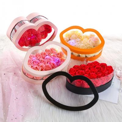 China Lasting Valentine's Day Kiss Lip Box Soap Flowers Couples Eternal Confession Window Flowers for sale