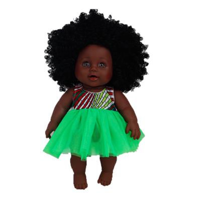 China Gentle Hand Wash 35cm Silicone Vinyl Dolls For Kids African Black Doll for sale