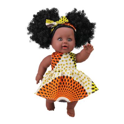 China Fashion 12 Inch Black Doll Realistic African Doll Clothes Gift Black Baby Dolls For Kids for sale